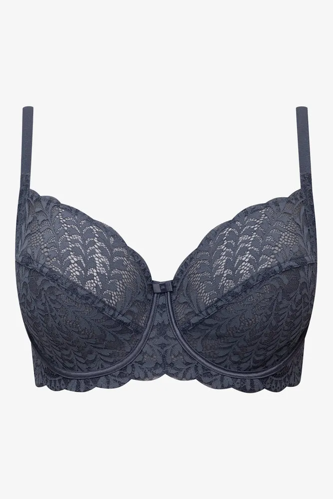 2 Pack Lace Non Padded Underwire Bras Blue And Grey