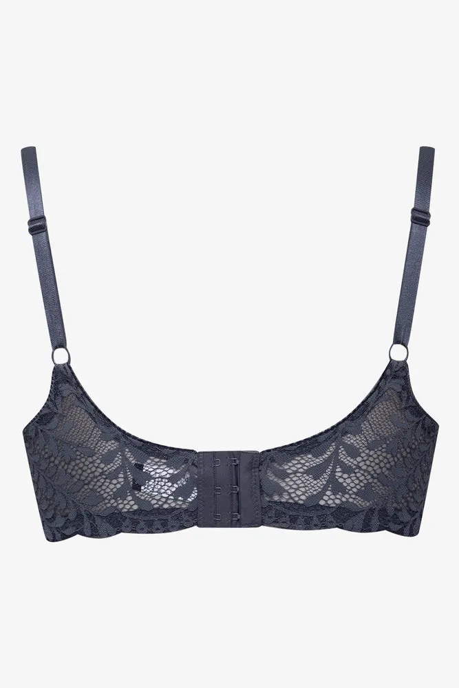 2 Pack Lace Non Padded Underwire Bras Blue And Grey