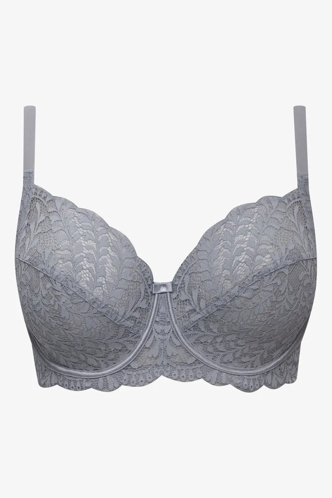 2 Pack Lace Non Padded Underwire Bras Blue And Grey