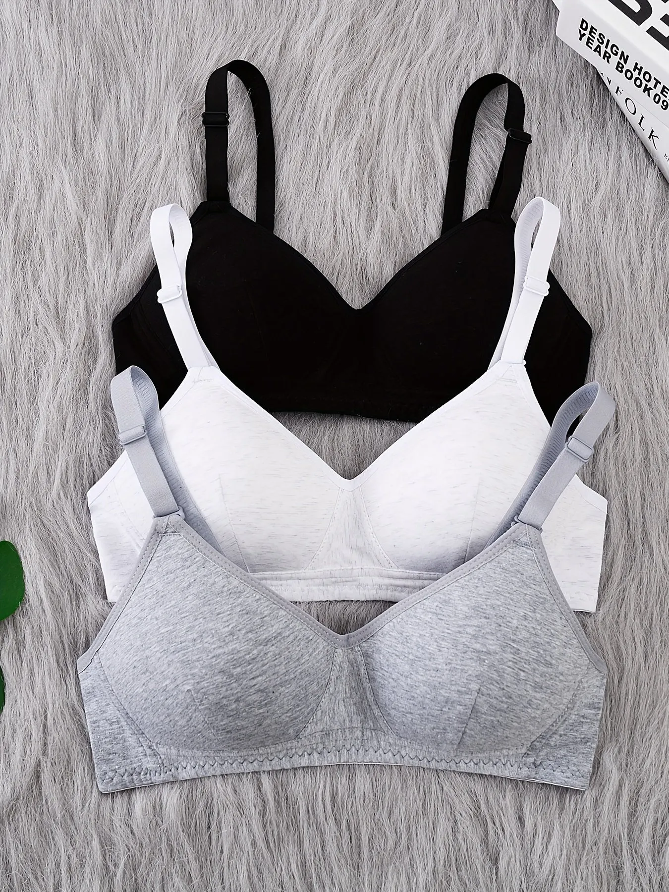 3 Pcs Teen Girls Seamless Wireless Bras - Cotton, Adjustable Straps, Comfy for Running & Workout