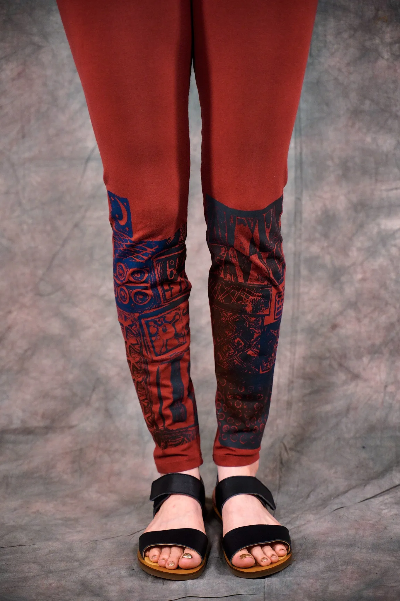 3136 Block Print Legging Henna-P