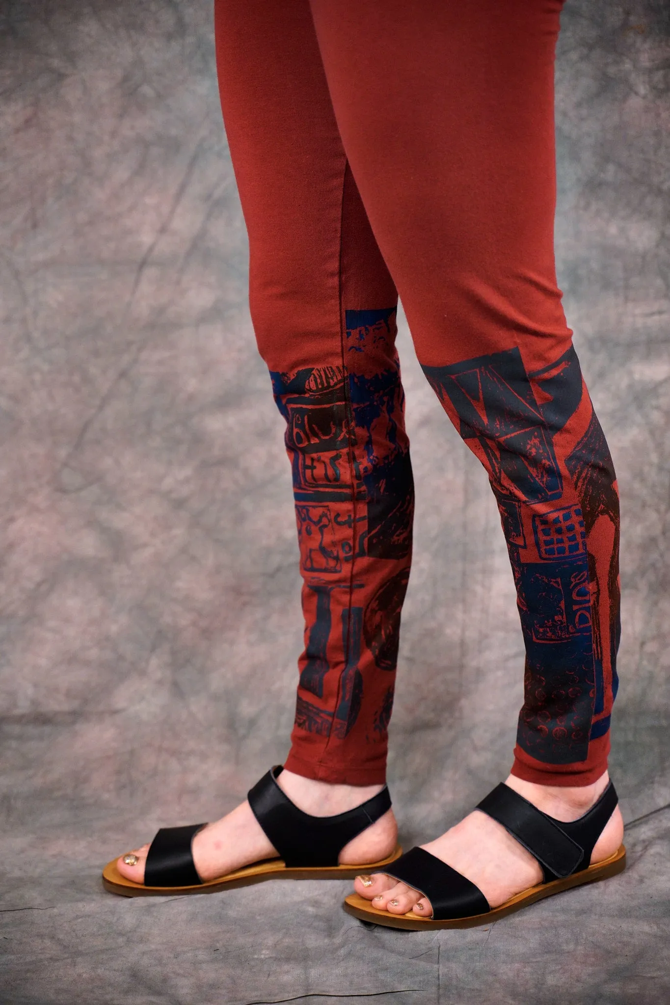 3136 Block Print Legging Henna-P
