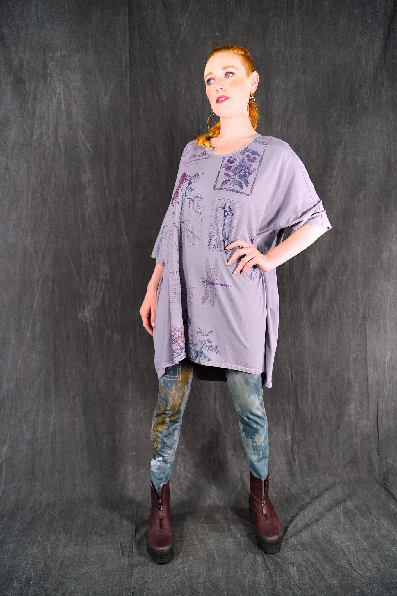 3136 Hand Dyed Hand Printed Steel Blue Green Leaf