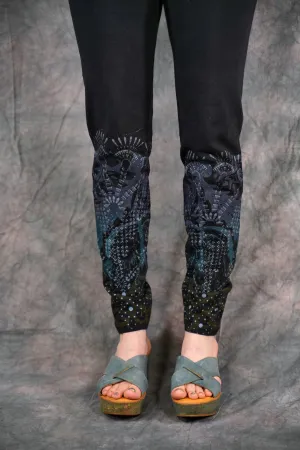 3136 Handprinted Legging Black Lace