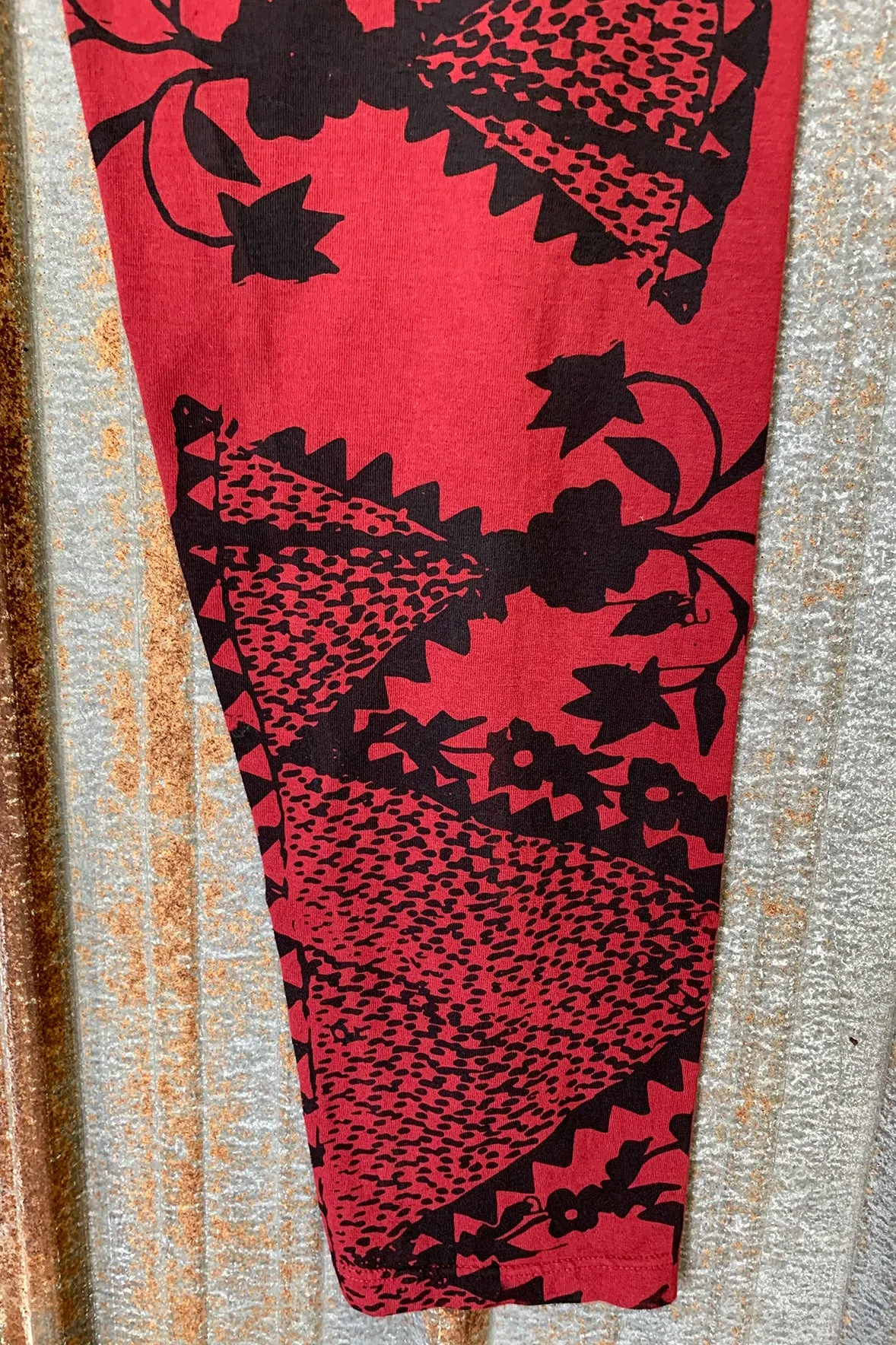 3136 Handprinted Legging Rosso-P