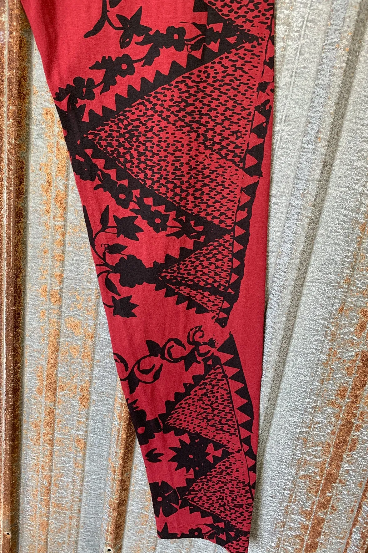 3136 Handprinted Legging Rosso-P