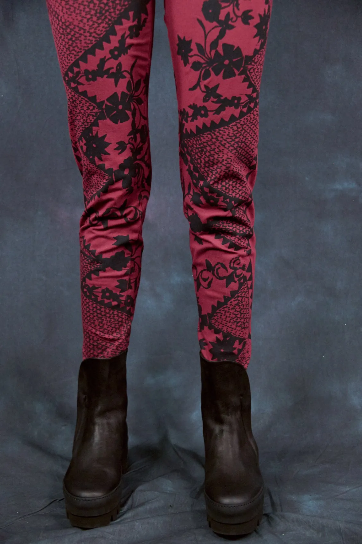 3136 Handprinted Legging Rosso-P