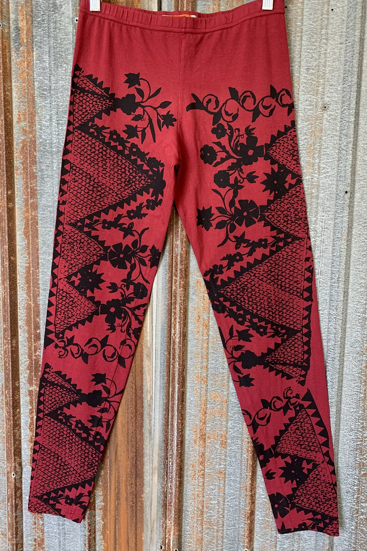 3136 Handprinted Legging Rosso-P