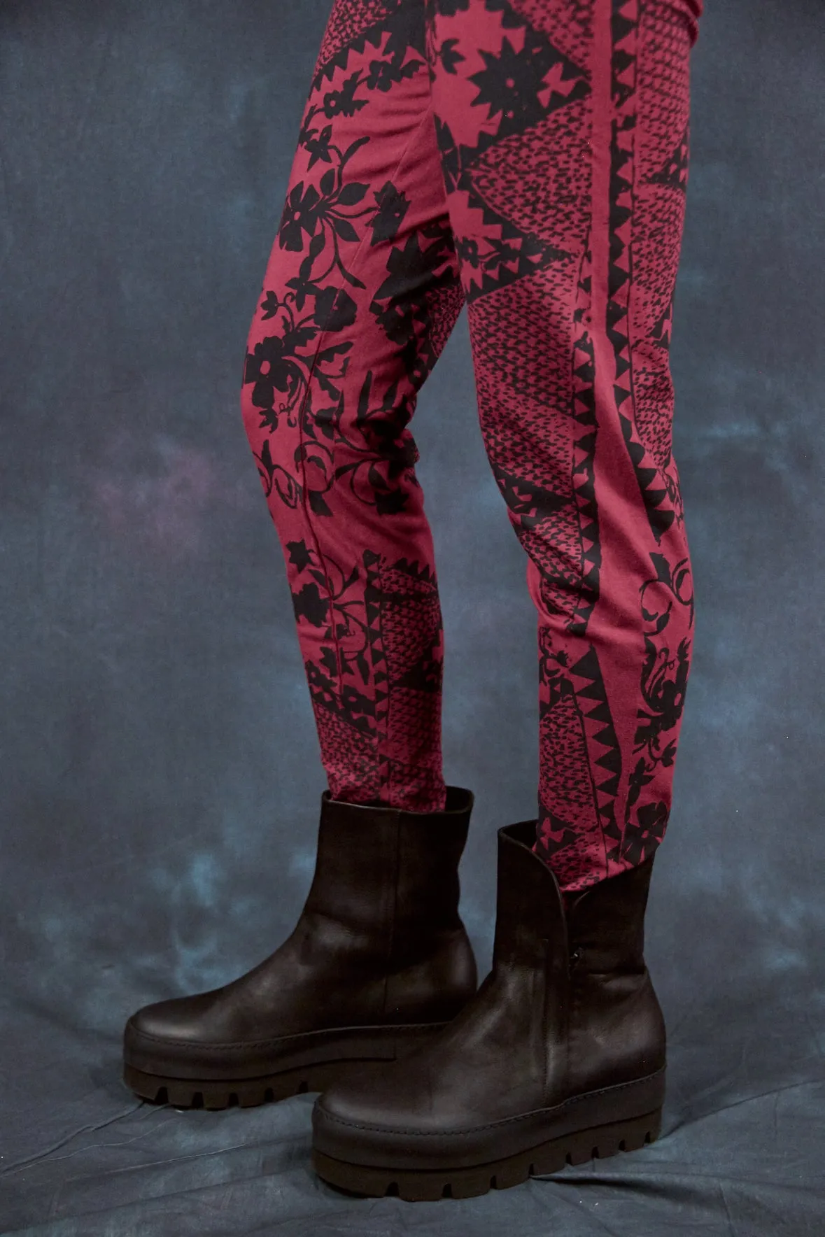 3136 Handprinted Legging Rosso-P