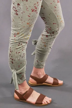 3185 Hand Printed Side Wrap Legging Lichen-P
