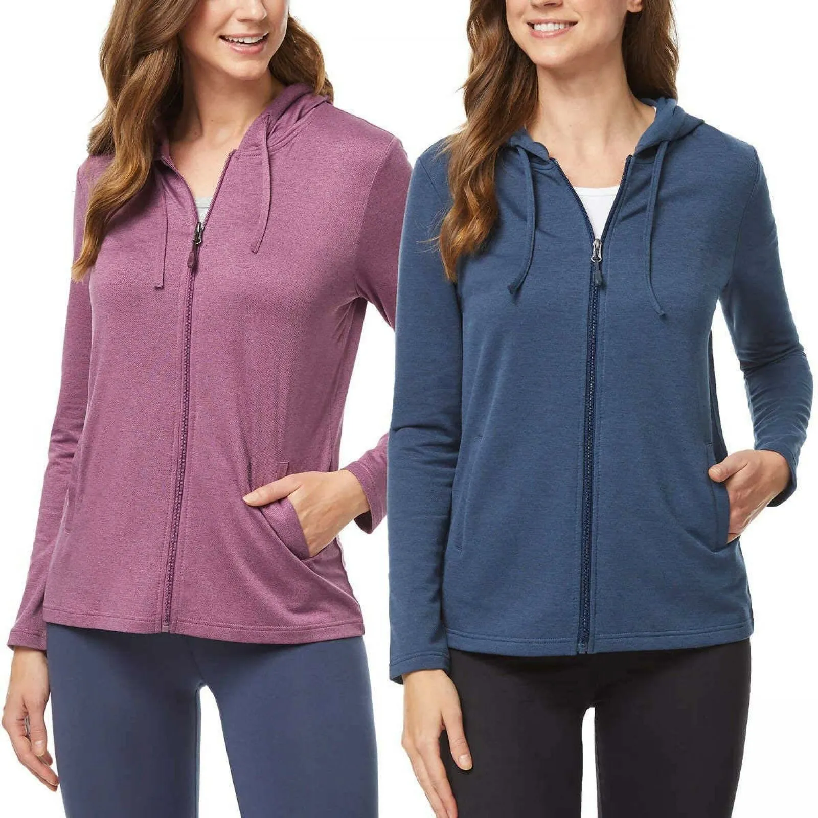 32 Degrees Cool Women's 2 Pack Ultra Soft Full Zip Hoodies