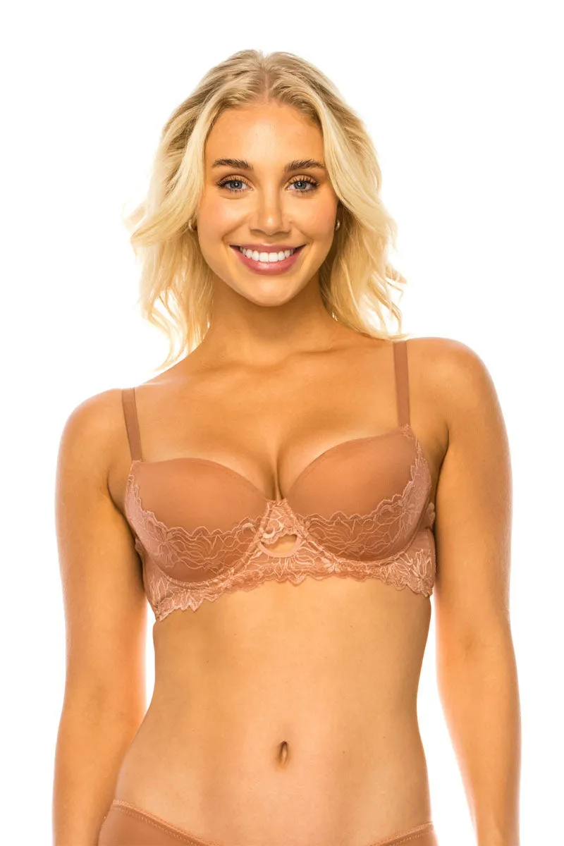32560 12 Piece Adjustable, Underwire Floral Lace Push Up Bra B/C Cup