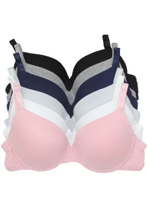 32562 6 Piece Adjustable Non-Removable Straps A-Cup Bra with Underwire C01