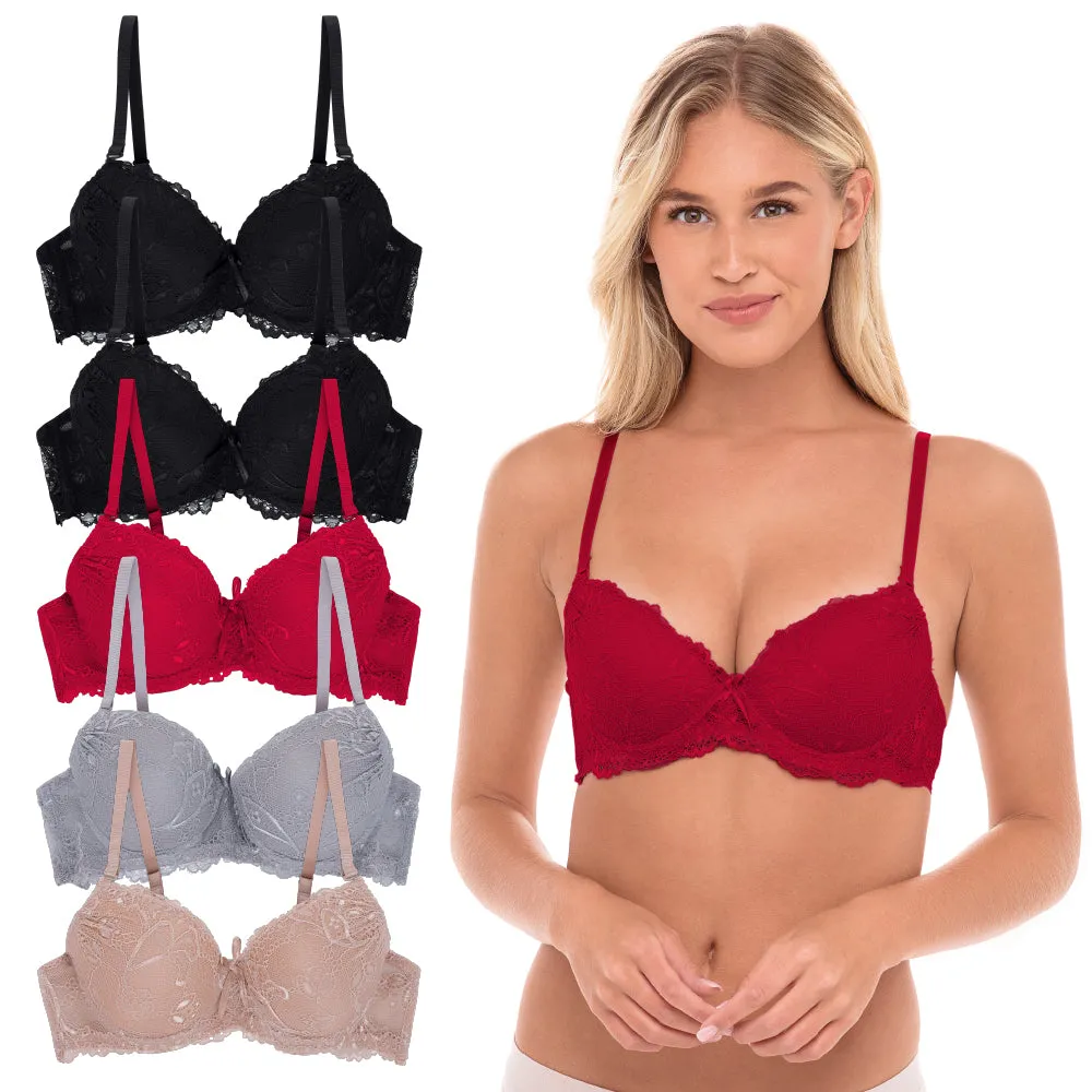 5 Pack Push Up Bra