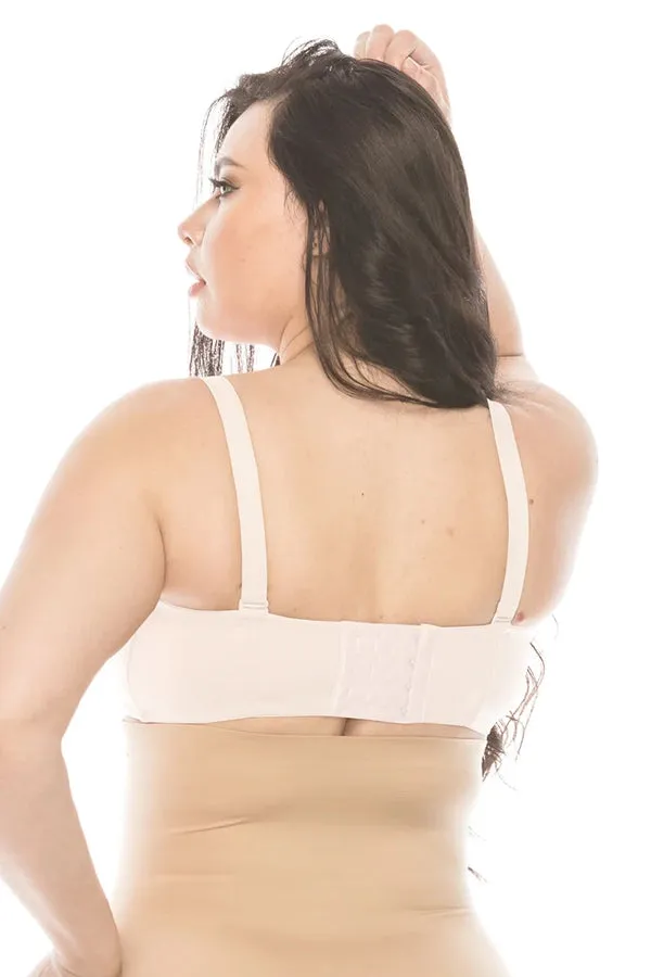 50292 3 Piece Removable Straps, Four Hook Back Closure Strapless Half Cup Bra B C D DD Cup