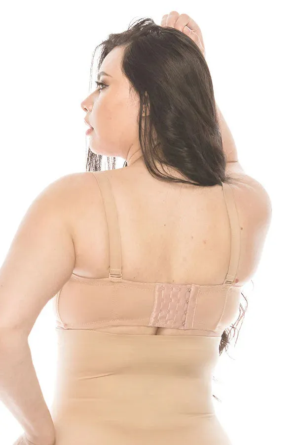 50292 3 Piece Removable Straps, Four Hook Back Closure Strapless Half Cup Bra B C D DD Cup