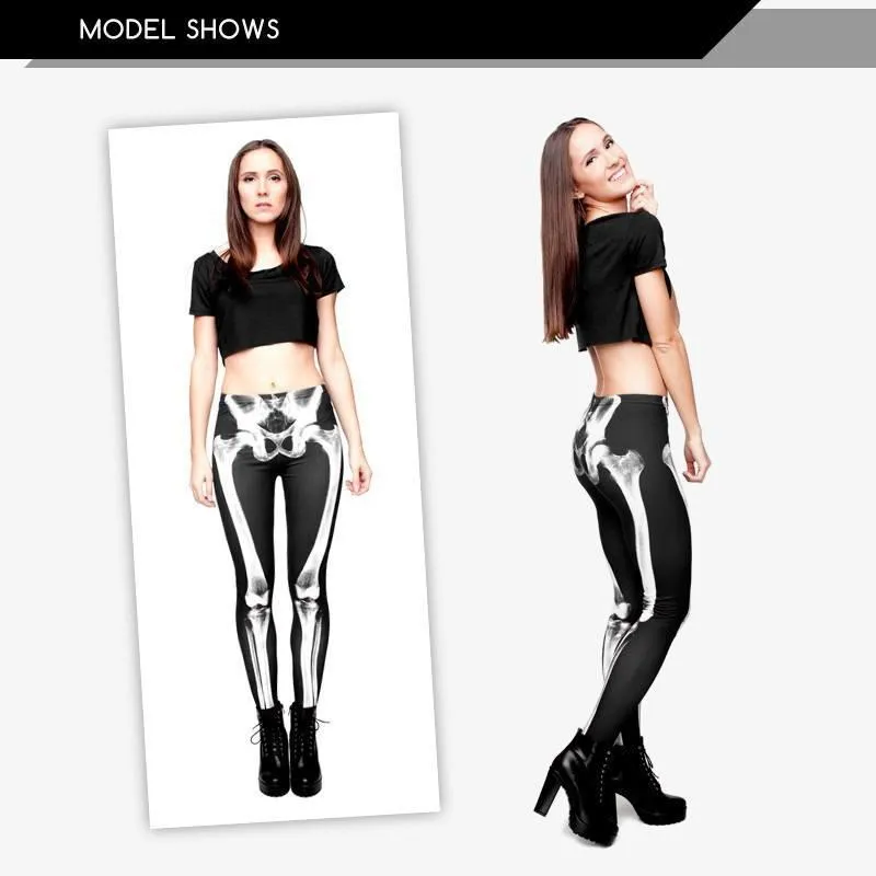 6 Sets of X-ray Skeleton Printed Leggings
