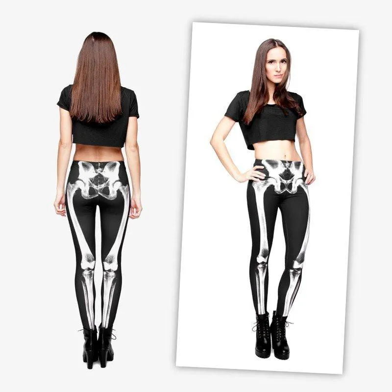 6 Sets of X-ray Skeleton Printed Leggings