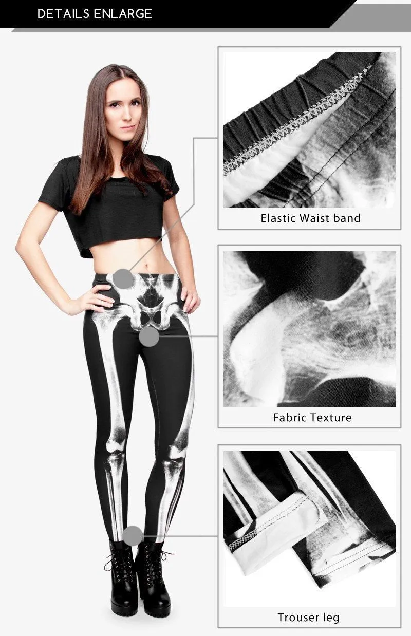 6 Sets of X-ray Skeleton Printed Leggings
