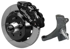 63-70 CHEVY C10 FRONT DISC BRAKE KIT & RIDETECH SPINDLES,14" ROTORS,BLACK CALIP.