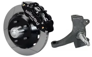 71-72 CHEVY C10 FRONT DISC BRAKE KIT & RIDETECH SPINDLES,13" ROTORS,BLACK CALIP.