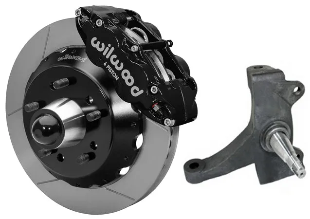 71-72 CHEVY C10 FRONT DISC BRAKE KIT & RIDETECH SPINDLES,14" ROTORS,BLACK CALIP.