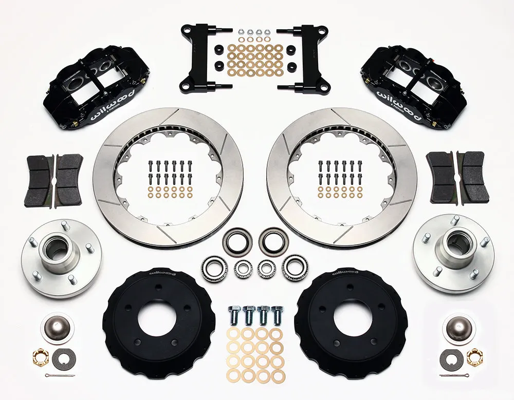71-72 CHEVY C10 FRONT DISC BRAKE KIT & RIDETECH SPINDLES,14" ROTORS,BLACK CALIP.