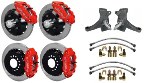 71-72 CHEVY C10 FULL DISC BRAKE KIT & RIDETECH SPINDLES,13" ROTORS,RED CALIPERS