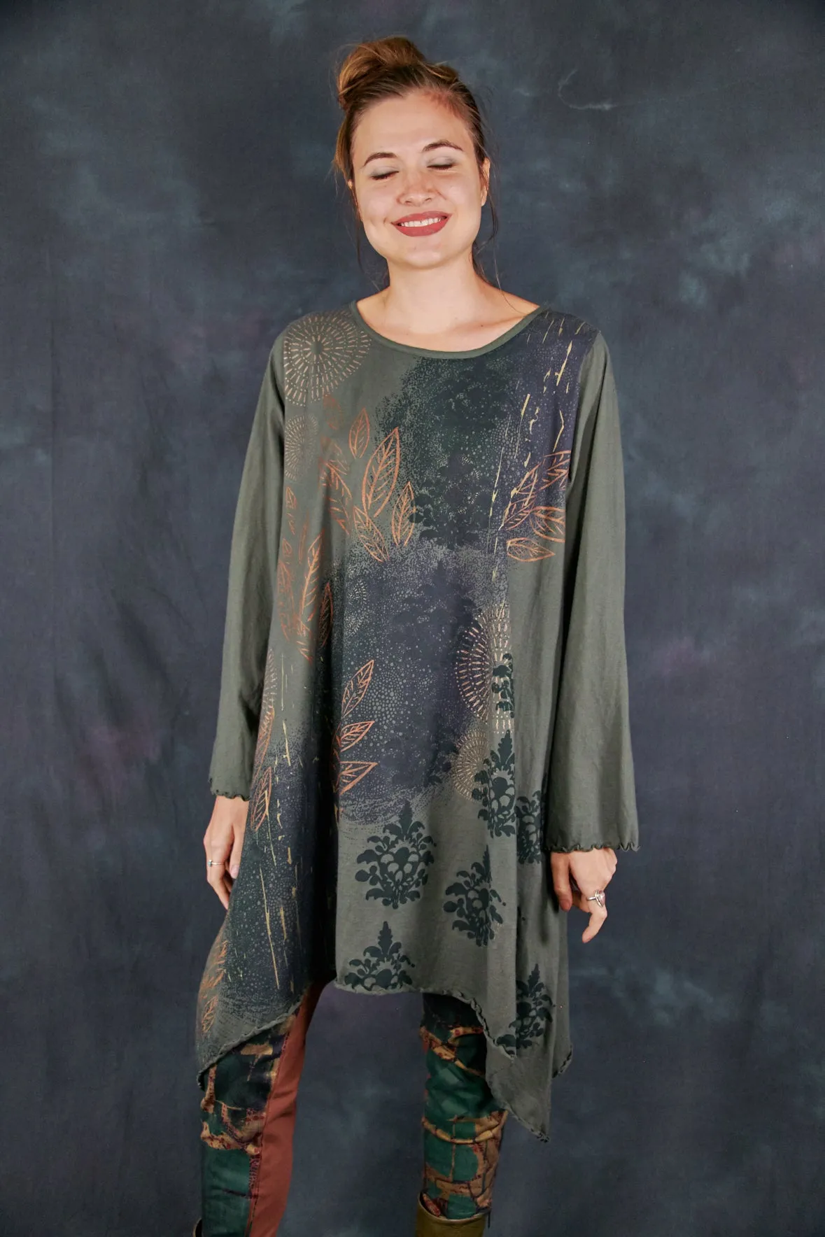 7228 Autumn A-Line Dress Army Green-P