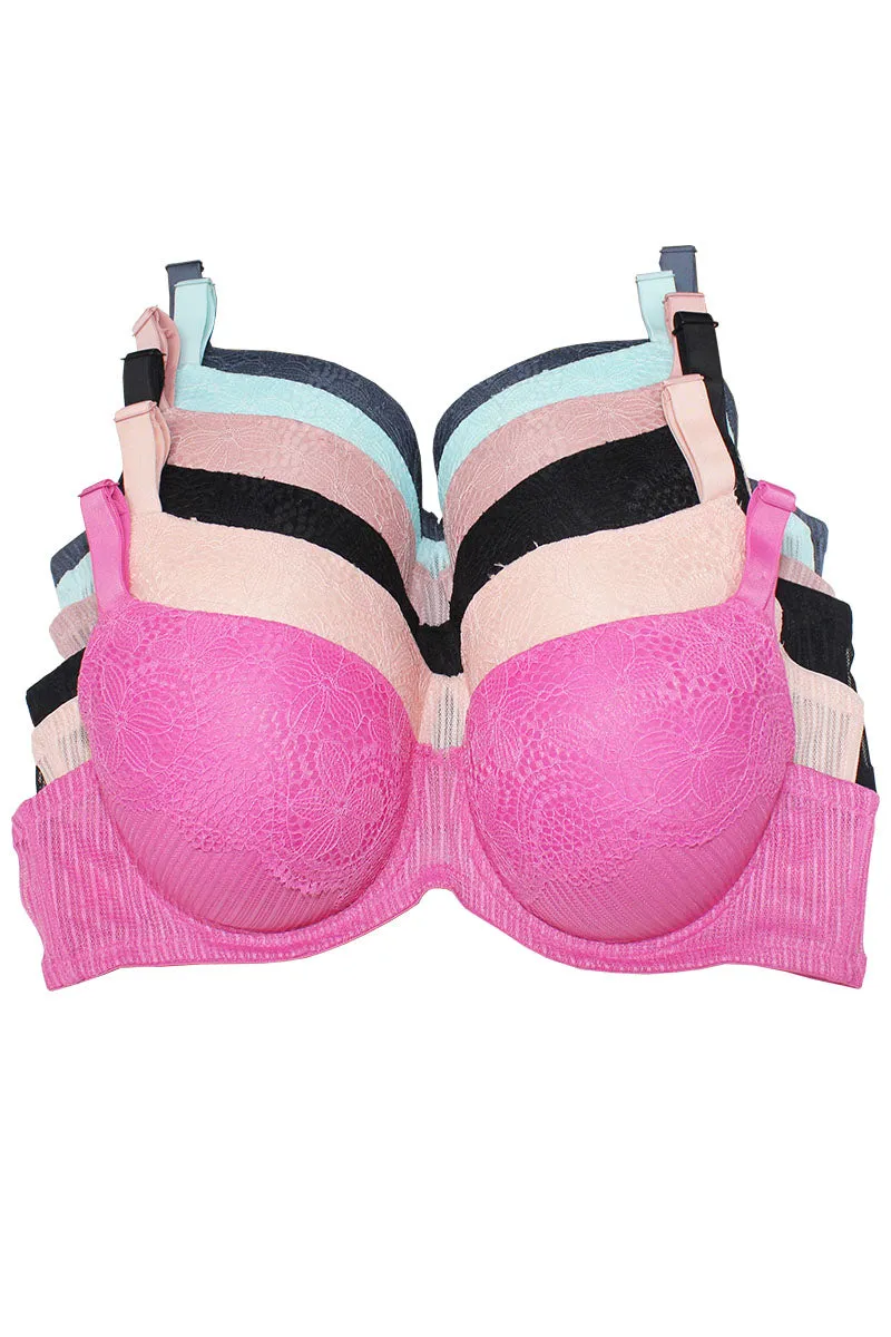78297 6 Piece Adjustable Straps & 3-Hook Closure Underwire Bra D DD Cup C01