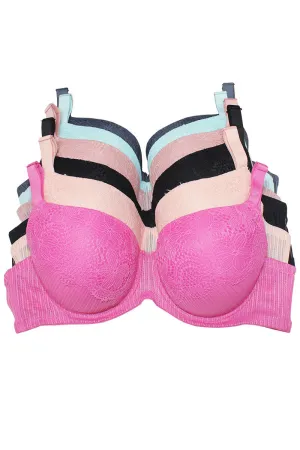 78297 6 Piece Adjustable Straps & 3-Hook Closure Underwire Bra D DD Cup C01