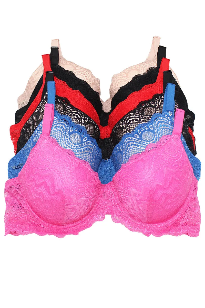 78301 6 Piece Adjustable Straps, Underwire Lace Bra B/C Cup C01