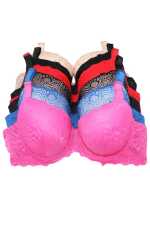 78302 6 Piece Adjustable Straps, Underwire Lace Bra D/DD Cup C01