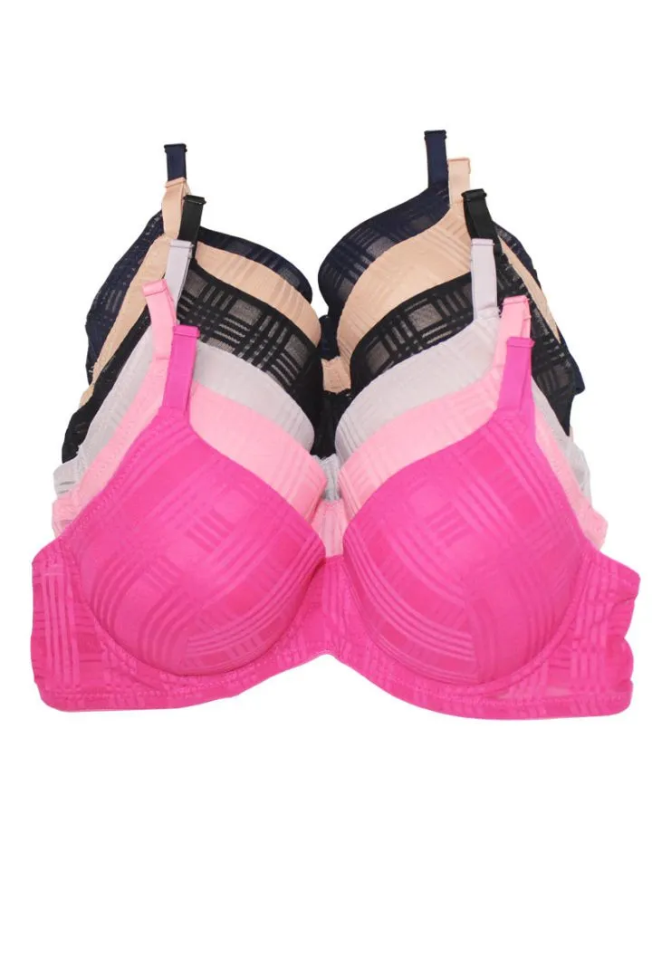 78306 6 Piece Geo Lace Underwire Bra D & DD Cup