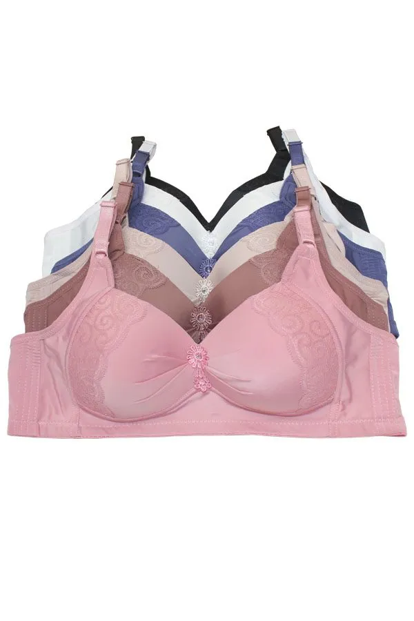 89175 6-Pack Comfortable & Supportive, 3-Hook Back Closure Wireless Bra B C D Cup