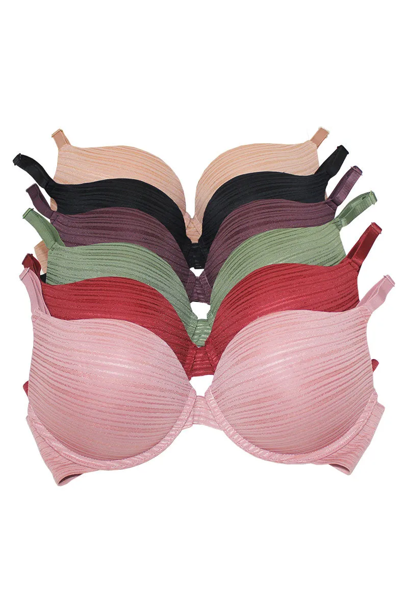 89259 6 Piece Push Up Bra with Laser Cut Back A/B/C Cup C01