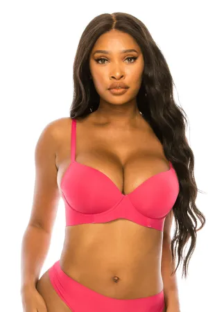 89432 6 Piece Seamless Laser Cut Band, Adjustable Straps Push Up Bra with Underwire B/C Cup C01