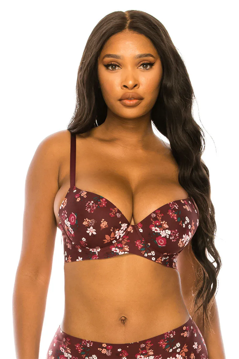 89432 6 Piece Seamless Laser Cut Band, Adjustable Straps Push Up Bra with Underwire B/C Cup C01