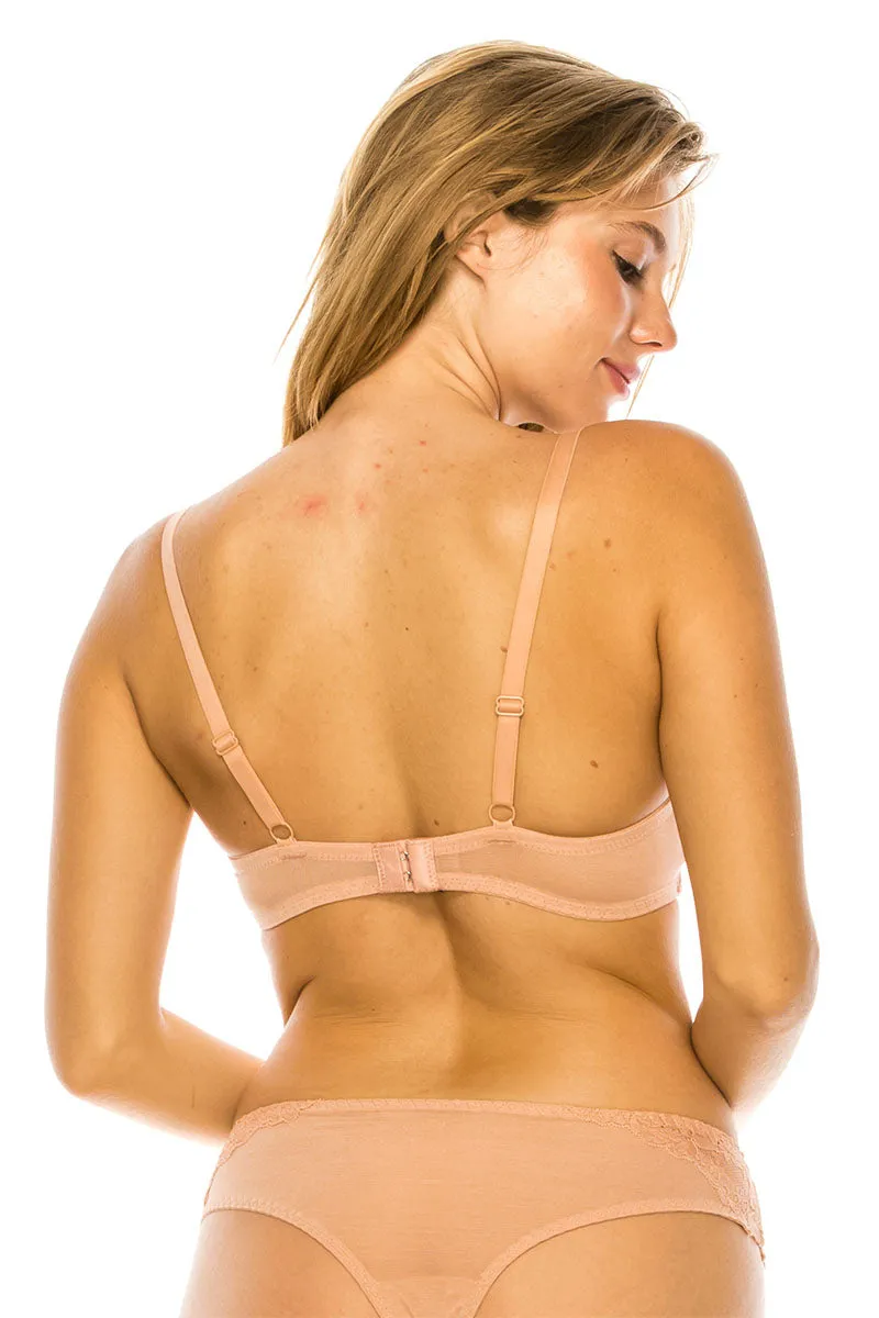 90015 12 Piece Underwire Support, Delicate Lace Soft Lace No-Pad Bra B/C Cup