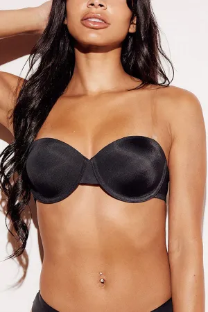 90051 3 Pices  Removable Adjustable Straps, Side Closure Strapless Half Cup Bra