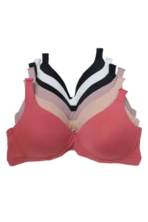 90072 6 Pieces  Adjustable Straps & Four Hook Closure Wire Free B C D DD Cup Bra