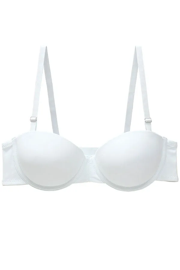 963 3 Pieces Underwire, Adjustable Removable Straps Extreme Push-Up Half Cup A B C Cup Bra