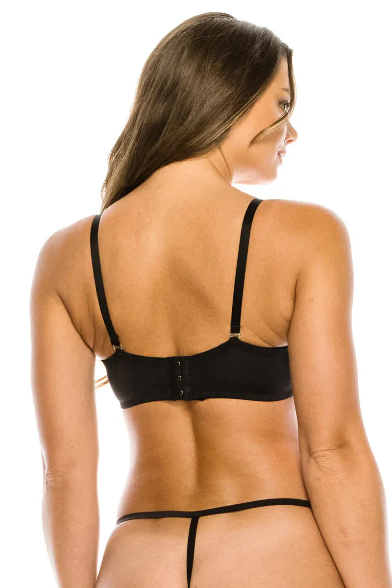 963 3 Pieces Underwire, Adjustable Removable Straps Extreme Push-Up Half Cup A B C Cup Bra