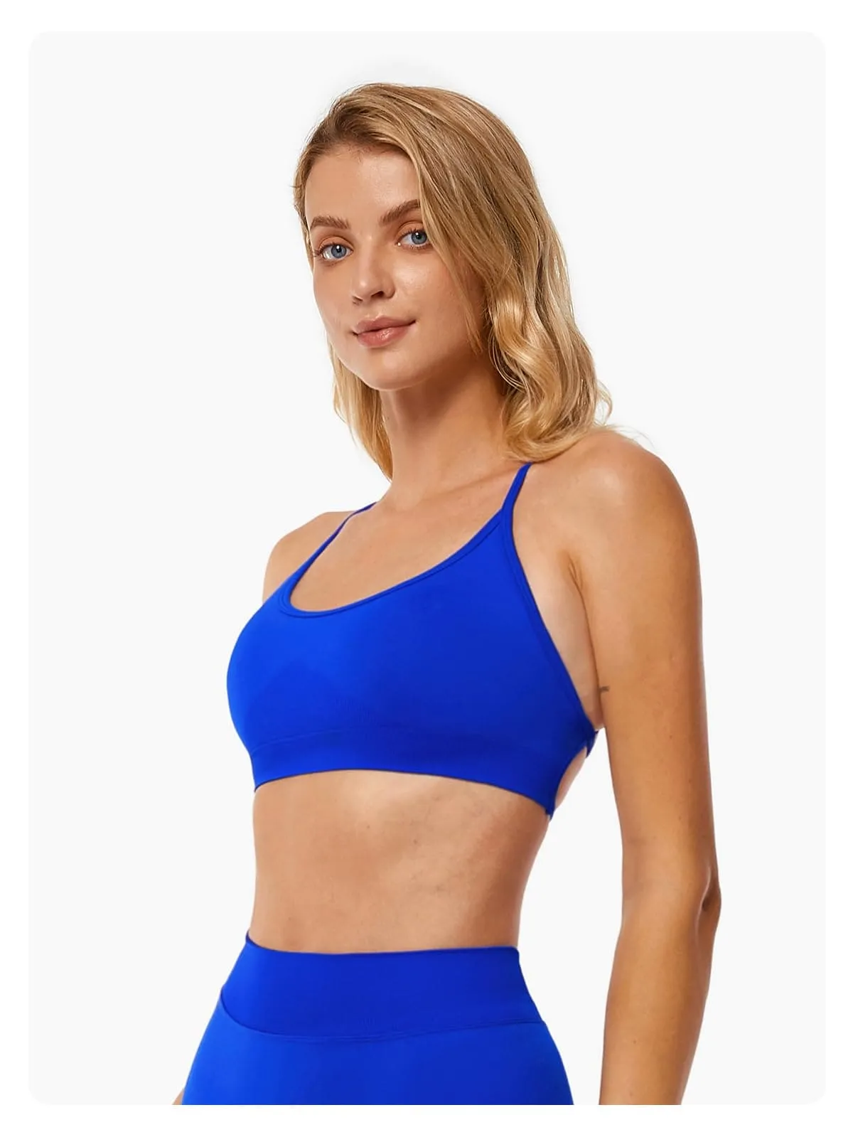 ABOCIW Seamless V Back Scrunch Butt Lifting High Waist Biker Shorts for Women Cross Back Sports Bra Womens Workout Sets 2 Piece Yoga Gym Outfits Royal Blue