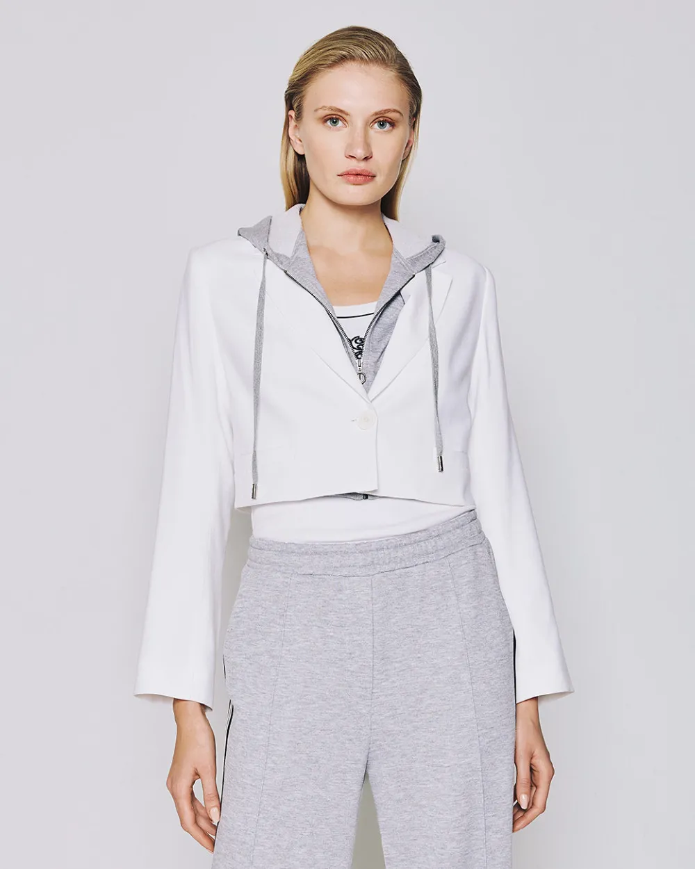 Access Fashion Cropped Blazer With Detachable Hood