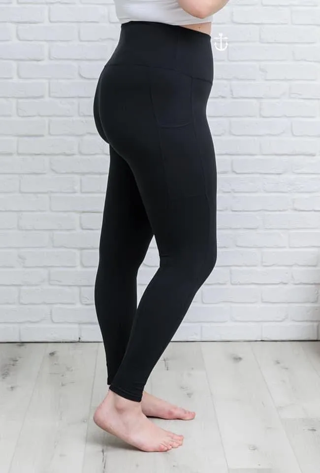 Anchored Pocket Black Regular Leggings WITH POCKETS