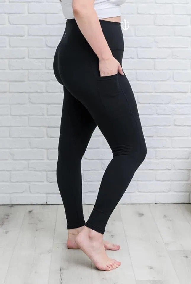 Anchored Pocket Black Regular Leggings WITH POCKETS