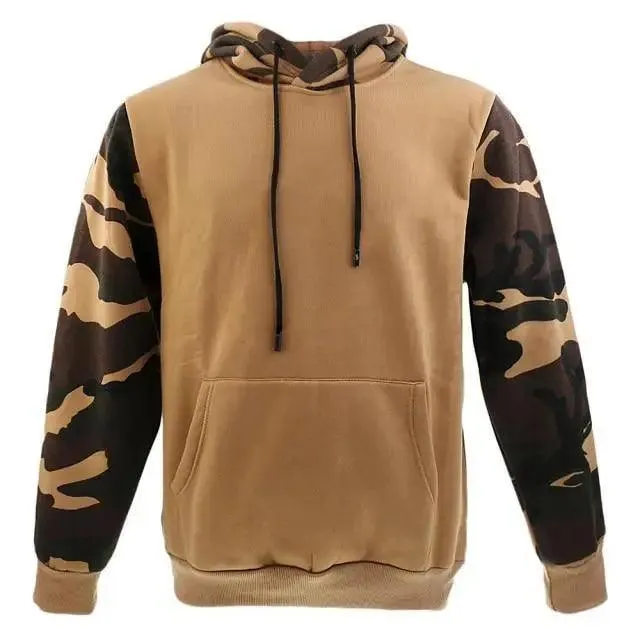 Army Green Men Military Hoodies Autumn Winter Hooded Sweatshirts Men's Pullover Hoodie Blend Fleece Long Sleeve Contrast Color Military Sweatshirt with Pocket