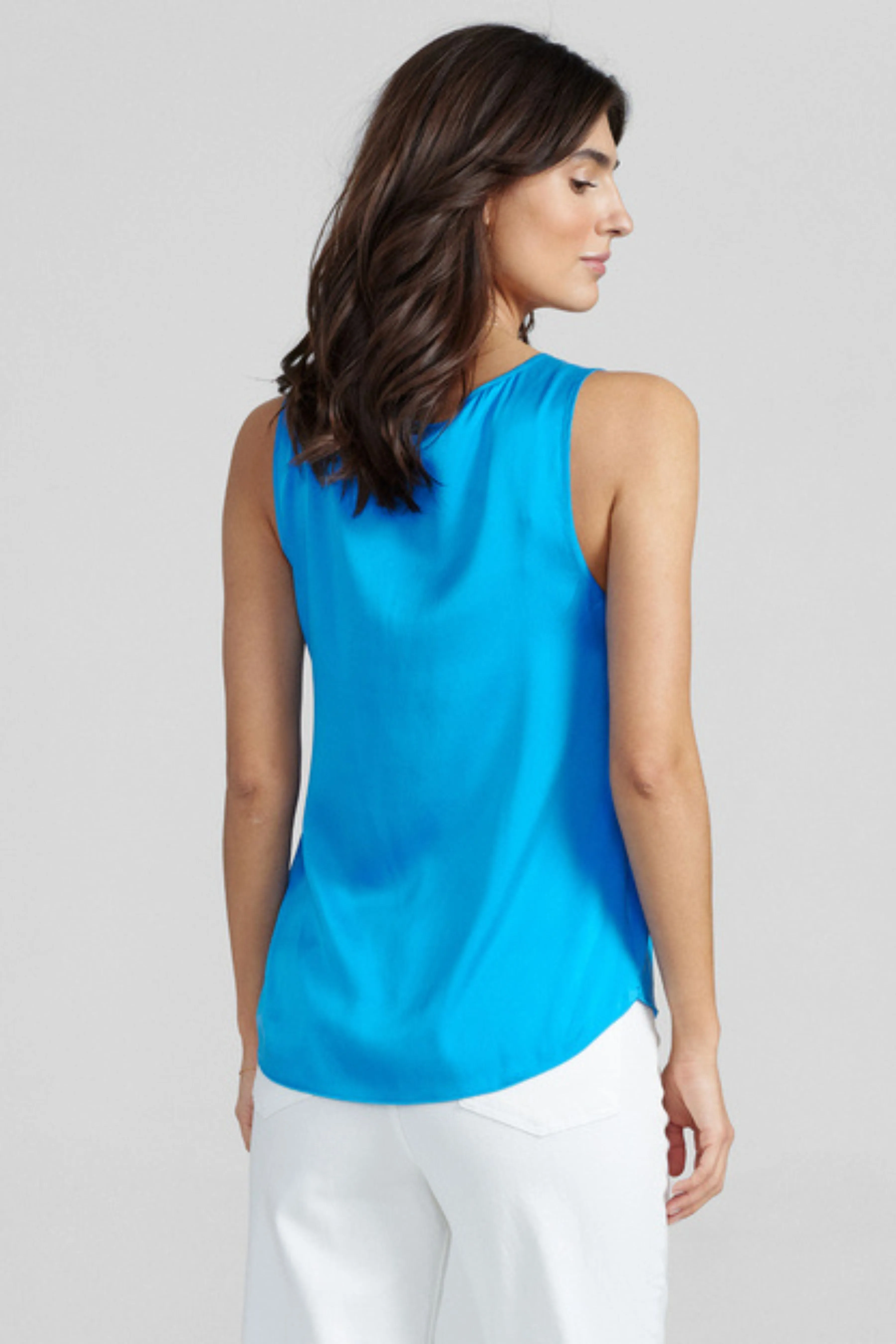 Astrid Silk Tank Top - Blue Aster