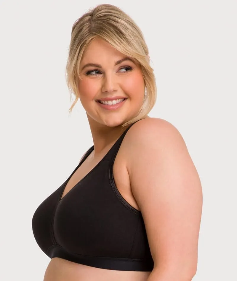 Ava & Audrey Faye Cotton Wire-free Support Bra 2 Pack - Black